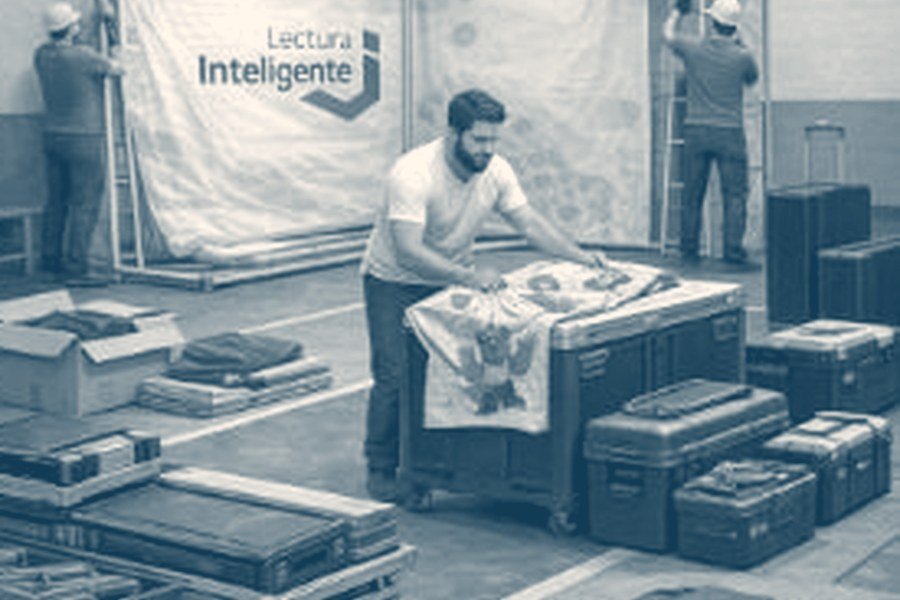 Desmontaje y resguardo de un stand al finalizar la exposición